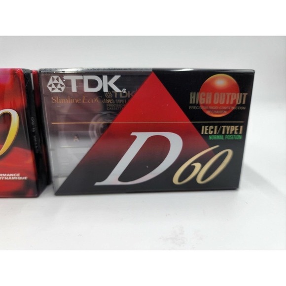 TDK D60 High Output Type 1 Slimline Eco & Regular Cassette Tapes Lot 12 New - Picture 5 of 9
